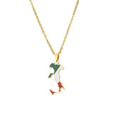Italian map pendant stainless steel necklace famous ethnic style female niche design sense of light luxury geometric drip oil je