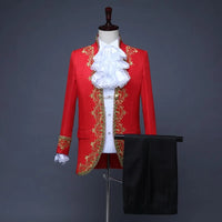 2025 Gold-encrusted Flowers Palace Prince Suits for Men Two-piece Suit, Studio Mens Dress Christmas King Performance Costumes