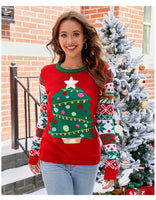 2025 Winter Women Christmas Knit Sweaters Chic Elk Print Jacquard Knitwear Long Sleeve O Neck Pullover Top Soft Warm Jumper Y2k