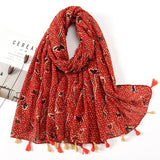 Ethnic Printed Cotton Hijab Viscose Tassels Scarf For Muslim Woman Hijabs Shawls Lady Soft Long Wraps Islim Headband Turban