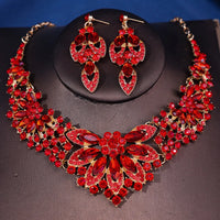 Fashion Crystal Rhinestine Necklace Earring Sets Wedding Hair Accessories For Women Bride