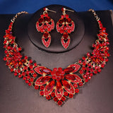 Fashion Crystal Rhinestine Necklace Earring Sets Wedding Hair Accessories For Women Bride