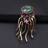 Women Shining Jellyfish Pins Rhinestone Beautiful Sea Animal Party Brooch