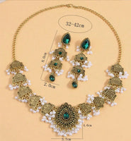 New Vintage Jewelry For Women Simulated Pearl Beads Jewelry Sets Water Drop Shaped Decoration Necklace Earrings Set For Women