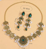 New Vintage Jewelry For Women Simulated Pearl Beads Jewelry Sets Water Drop Shaped Decoration Necklace Earrings Set For Women
