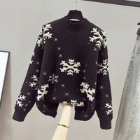 Knitted Sweater Women's Pullover Bottoming Shirt With Autumn And Winter New Style Lazy Style Red Christmas Dress Fashion Sweater