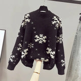 Knitted Sweater Women's Pullover Bottoming Shirt With Autumn And Winter New Style Lazy Style Red Christmas Dress Fashion Sweater