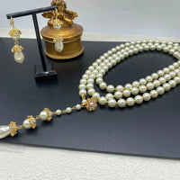 Luxury Vintage Baroque long pearl fringe necklace French delicate elegant colorful rhinestones wedding party jewelry accessories