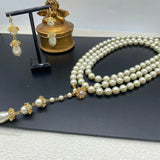 Luxury Vintage Baroque long pearl fringe necklace French delicate elegant colorful rhinestones wedding party jewelry accessories