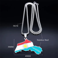 Kurdistan Region Map Necklace for Women Men Chains Stainless Steel Kurdish Flag Map Pendants Necklace Jewelry Collar N6212S01