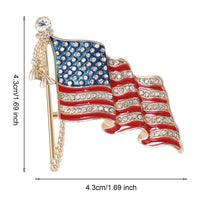 Patriotic American Flag Brooch Zinc Alloy Rhinestone Enamel Waving US National Flag Pin Decorative Sweater USA Flag Badge