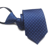 Zipper Ties For Men Women Striped Mens Tie For Business Wedding Skinny Neck Tie Casual Slim Blue deep Light navy blue Necktie
