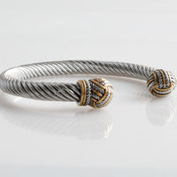 Europe and the United States retro two-color opening electric cable adjustable men's and women's stainless steel cuff bracelet