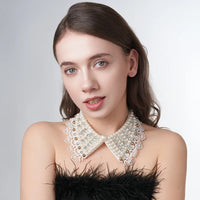 Pearl Beaded Lace Trim Collar Ribbons Women Necklace Wedding Jewelry for Clothes Dress  Beads Crystal Collar Wedding Jewelry