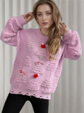 Christmas Sweater Women 2024 Korean Style O Neck Casual Loose Jumper Women Chic O Neck Peark Bow New Year Sweater Knitwear