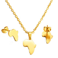 Anniyo Small Map of Africa Jewelry Sets 1.2CM Earrings and 1.6CM Pendant African Wedding Accessories #320001