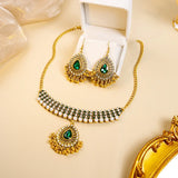 Luxury Retro Crystal Bridal Jewelry Sets for Women Ethnic Indian Gold Plated Wedding Necklace Earrings Sets Valentine's Day Gift