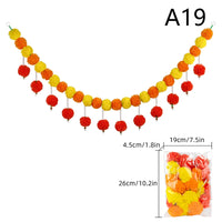 1Pc Indian Style Marigold Flower Garland With Flowers For Day Of The Dead Diwali Home DIY Craft Party Halloween Party Decor
