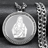 Catholic Saint Benedict Pendant Necklace for Women Men Stainless Steel Gold Color Rhinestone Religion Male Chain Jewelry