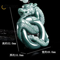 High-grade Natural Jadeite Blue Water Dragon Pendant Beautifully Carved Fashion Men's and Women's Jade Necklace Lucky Charm Gift