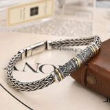Braided Keel Chain Bracelet for Men Vintage Link Bracelets Trendy Hip Hop Male Jewelry Gift for Boyfriend