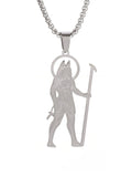 Ancient Egyptian Pharaoh Life Anka Cross Stainless Steel Necklace Anubis Totem Pendant Men\'s Amulet Jewelry Leather Rope Chain