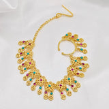 Indian Nose Rings Clip Chain Crystal Pendant Tassel Original Women's Accessories Gold Plated Copper Bride Wedding Hair Jewelry