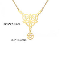 Jeshayuan Tetragramaton Necklace For Women Witch‘s Knot Charm Necklace Amulet Protection Pentacle Necklace Jewelry