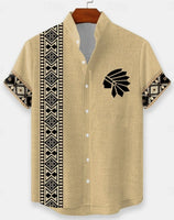 New Men's 3D Fashion Short Sleeve Casual Street Trend Summer Comfort Top Hawaiian Cotton and Linen Shirt