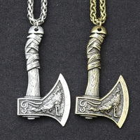 Trendy Retro Crow Prairie Wolf Double Sided Viking Tomahawk Pendant Necklace Charm Men's Necklace Metal Accessorie Party Jewelry