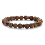 New Classic Natural Wood Beads Bracelets For Women Meditation Prayer Sliver Om Pendant Bracelet Men Wooden Yoga Jewelry