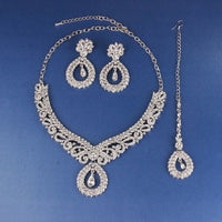 4PCS Women's Metal Jewelry Set Bollywood Jewelry Set Necklace Earrings Set Wedding Party Jewelry