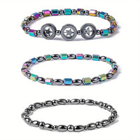 1/2/4/6Pcs Hematite Ankle Bracelet Colorful Elastic Anklet Bohemian Summer Beach Clothing Accessories Energy Hematite Jewelry