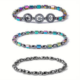 1/2/4/6Pcs Hematite Ankle Bracelet Colorful Elastic Anklet Bohemian Summer Beach Clothing Accessories Energy Hematite Jewelry