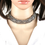 Vintage Alloy Carved Sun Pattern Choker Necklace for Women Traditional Boho Ethnic Round Collar Necklaces Statement Jewelry Gift