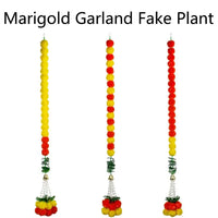 140-160cm Marigold Garland Flower Artificial Festival Wreath Ornament Fake Plant Indian Style Home Party Decor