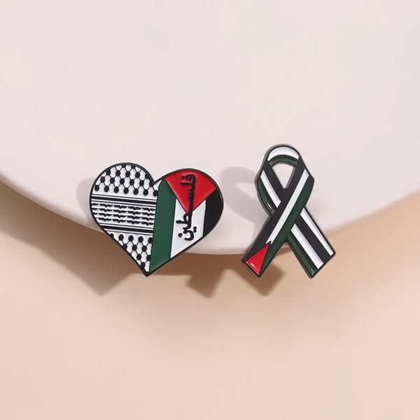 Creative Flag of Pakistan Enamel Pin Heart Ribbon Lapel Badge Backpack Hat Clothing Brooches for Friend Jewelry Accessories Gift