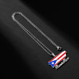 2024 New fashion vintage dripping stainless steel Puerto Rico map flag pendant necklace men's and women's collarbone chain acces