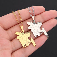 2024 New fashion stainless steel O Bengal map necklace for men and women geometric titanium steel pendant national style clavicl