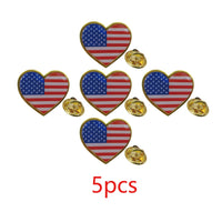 Heart Shaped American Flag Lapel Pin - Enamel Patriotic Badge for Suit Blazer - USA Flag Pins Bulk