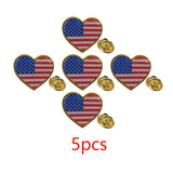 Heart Shaped American Flag Lapel Pin - Enamel Patriotic Badge for Suit Blazer - USA Flag Pins Bulk