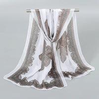 Indian Style New Chiffon Scarves Women Breathable Thin Simulation Silk Scarf Ladies Shawl And Wraps Women Printing Hijab Stole