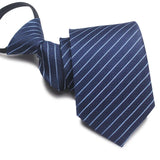 Zipper Ties For Men Women Striped Mens Tie For Business Wedding Skinny Neck Tie Casual Slim Blue deep Light navy blue Necktie