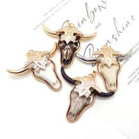 Retro Bull Head Shape Resin Pendants Golden Edge Parcel Design Charms Accessory 1 Pc For DIY Making Trendy Necklace Jewelry Gift