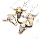Retro Bull Head Shape Resin Pendants Golden Edge Parcel Design Charms Accessory 1 Pc For DIY Making Trendy Necklace Jewelry Gift