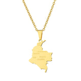2024 New fashion stainless steel Columbia map with city necklace for women and men couples ethnic style accessory collarbone cha