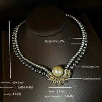 Medieval necklace women French retro romantic senior commuter sunflower necklace earrings stud earrings set