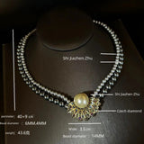 Medieval necklace women French retro romantic senior commuter sunflower necklace earrings stud earrings set