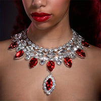 Luxury Sparkling Crystal Fashion Multi layered Pendant Women's Necklace Colorful Gemstone Necklace Bridal Wedding Accessories