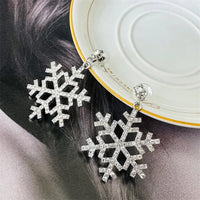 Fashion New Shiny Snowflake Christmas Tree Earring Rhinestone Simple Stud Earrings Women's Wedding Jewelry Earrings